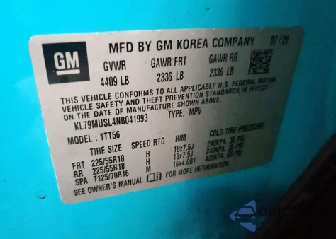 2022 Chevrolet Trailblazer Rs from USA, damaged, VIN KL79MUSL4NB041993